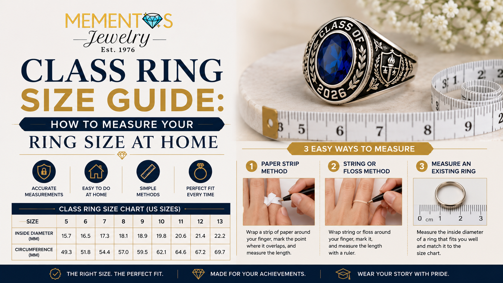Class Ring Size Guide: How to Measure Your Ring Size at Home
